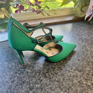 Boden Green Strappy Heels with Stiletto Design